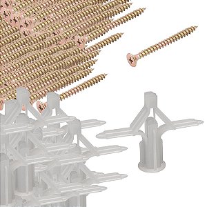KIT 50 PARAFUSOS +50 BUCHAS PLÁSTICAS PARA DRYWALL 24 A 32MM