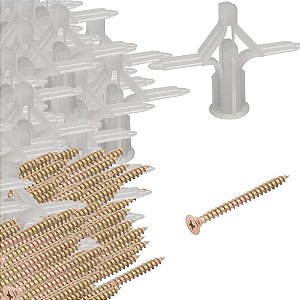 KIT 50 PARAFUSOS + 50 BUCHA  PLASTICO DRYWALL 15A23MM