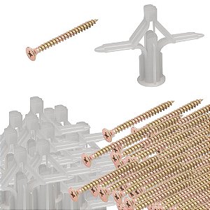 KIT 50 PARAFUSOS+ 50 BUCHA PLASTICA  DRYWALL 04A16MM