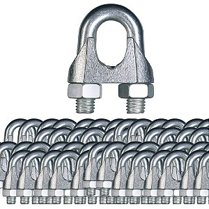 KIT 50 GRAMPOS CLIPS PARA CABO DE AÇO 1/4