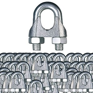KIT 100 GRAMPOS CLIPS PARA CABO DE AÇO 1/4
