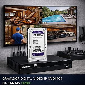GRAVADOR DIGITAL VÍDEO IP NVD1404 04 CANAIS 13280 HD 1TB