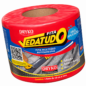 MANTA FITA ADESIVA IMPERMEAVEL 10CM X 10M  ALUM VEDATUDO DRYKO