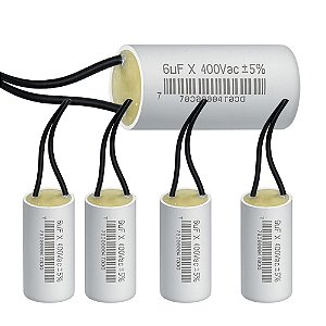 KIT 05 CAPACITOR PERMANENTE COM CABO 6,0 UF 380/400V TRIO