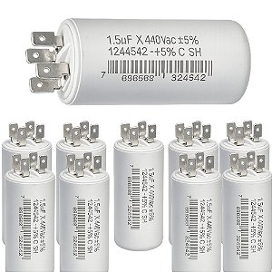 KIT 10 CAPACITOR PERMANENTE COM TERMINAL 1,5 UF/440V