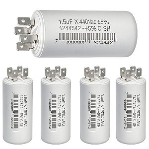KIT 05 CAPACITOR PERMANENTE COM TERMINAL 1,5 UF/440V