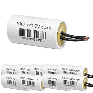 KIT 10 CAPACITOR 10X380/400V 2 FIOS METALIZADO TRIO