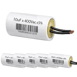 KIT 05 CAPACITOR 10X380/400V 2 FIOS METALIZADO TRIO
