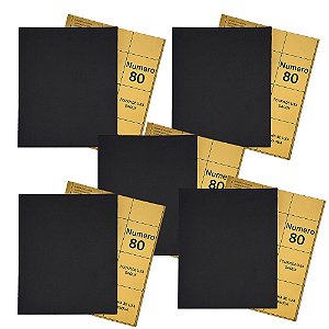 KIT 5 LIXA DAGUA P80 PARA LIXAMENTO DE MADEIRA METAL E PAREDE