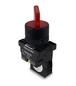 Chave Seletora Iluminada Plástica Xb2 Ek2461 2 Posições Vermelho 220vca 1nf