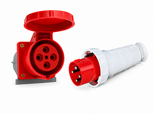 KIT TOMADA E PLUG INDUSTRIAL SOBREPOR 3P+T 63A-6H 380V