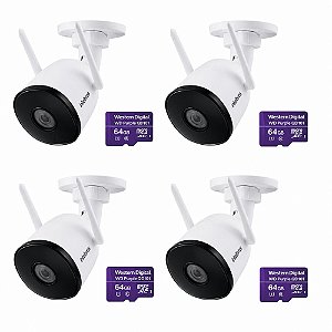 KIT 4 CAMERA WIFI HD MIBO IM5 EXTERNA + 4 CARTAO PURPLE 64GB