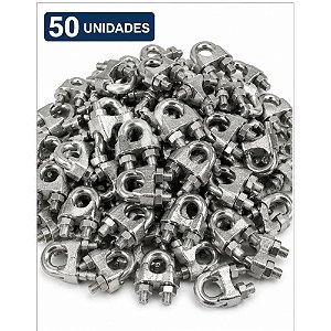 KIT 50 GRAMPO CLIPS PARA CABO DE AÇO 1/8