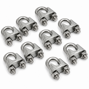 KIT 10 GRAMPO CLIPS PARA CABO DE AÇO 1/8