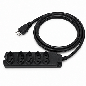 Extensão Tripolar 5 Tomadas 10/20A – Cabo PP 3x2,50mm – Macho 20A 2 Metros – Uso Profissional