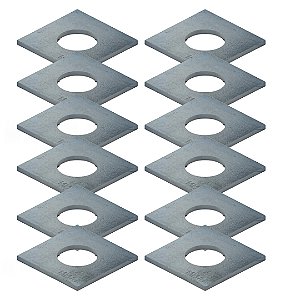 Kit 10 Arruelas Quadradas 5/8 em Aço Galvanizado a Fogo para Poste e Estrutura