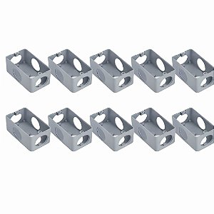 Kit 10 Caixas de Passagem em PVC Circular Cinza 5 Entradas 1/2 e 3/4 Masster