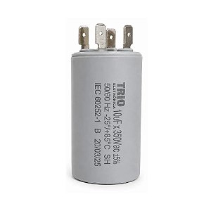 Capacitor Permanente 10µF 350VAC Trio com Terminal para Motores Elétricos