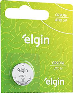 Bateria de Lítio CR2016 3V Elgin ELE0082191 Tipo Botão para Dispositivos Eletrônicos