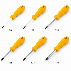 Chave Torx Hexalobular Vonder com Cabo Amarelo T08 T09 T20 T25 T27 T30
