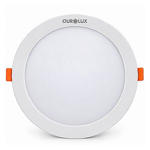 Painel LED Super Eco Ourolux Embutir 24W Bivolt 6500K Redondo Branco Frio
