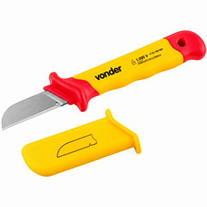 Faca Reta Profissional para Desencapar Cabos 7" Isolada 1000V IEC60900 VDE Vonder