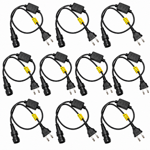 Kit 10 Rabichos para Mangueira Redonda LED Preto Bivolt