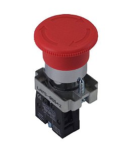 BOTAO DE EMERGENCIA LK2-BS542 METALICO VERMELHO COM TRAVA (GIRA-DESTRAVAR)