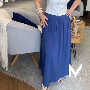 Saia Midi Fluida com Zíper Lateral