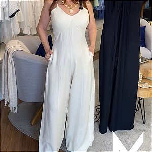 Macacão Longo Pantalona com Decote em V