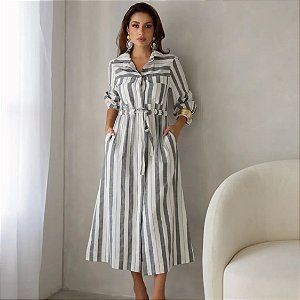 Vestido Chemise Listrado