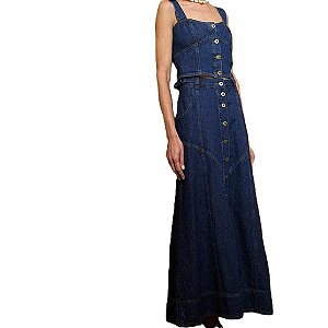 Conjunto Jeans Saia Longa e Cropped