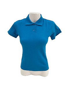 Camisa Polo Piquet Feminina Azul Turquesa