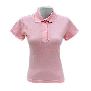 Camisa Polo Piquet Feminina Rosa Bebê