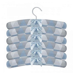 Cabides para Bebê 5 Peças Branco Xadrez Azul - Baby Enxoval