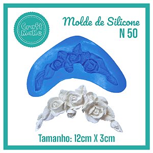 Molde de Silicone 50 - Cantoneira Rosas com Botão