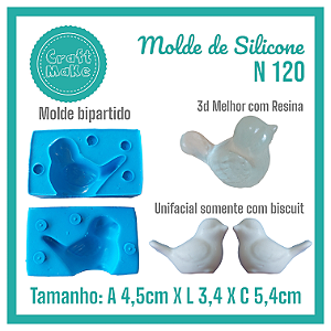 Molde de Silicone 120 - Passarinho 3D Bartolomeu