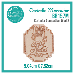 Carimbo Marcador BR157M Feliz Natal Sino e Bolas (vertical)