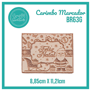 Carimbo Marcador BR63G Feliz Natal Papai Noel Quadrado