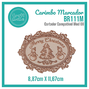 Carimbo Marcador BR111M Natal - Moldura Merry Christmas Árvore