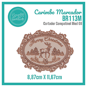 Carimbo Marcador BR113M Natal - Moldura Merry Christmas Rena