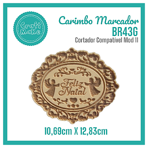 Carimbo Marcador BR43G Natal - Moldura Feliz Natal Anjos