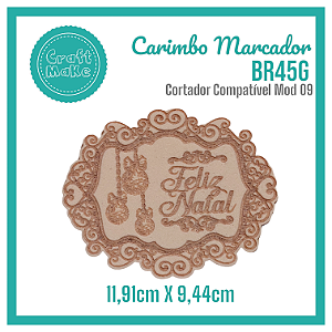 Carimbo Marcador BR45G Natal - Moldura Feliz Natal Bolas