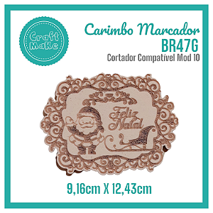 Carimbo Marcador BR47G Natal - Moldura Papai Noel Feliz Natal