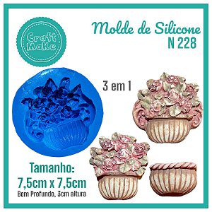 Molde de Silicone 228 - Vaso com Rosas