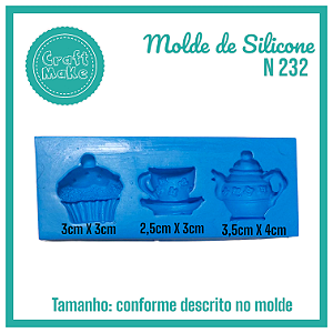 Molde de Silicone 232 -  Conjunto de Café com Xícara e Cup Cake