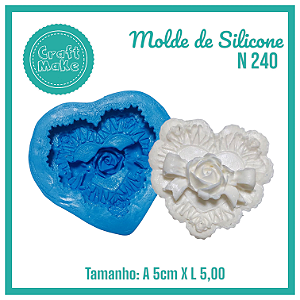 Molde de Silicone 240 - Coração com Rosa