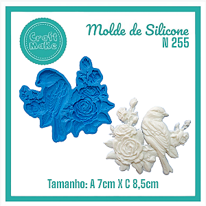 Molde de Silicone 255 - Pássaro com rosas