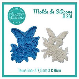 Molde de Silicone 261 - Borboleta com Rosas