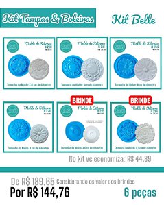 Kit Tampas & Boleiras  - Belle - 4 Moldes + 2 Brindes